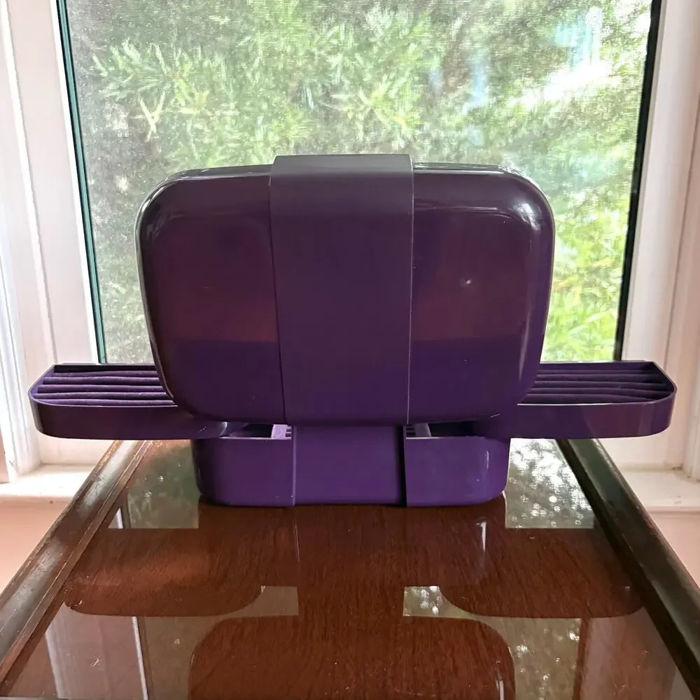 Purple Fold Out Jewelry Box Organizer Velvet Ring Storage Case